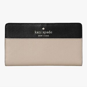 NWT Kate Spade Black and Cream Women's Wallet